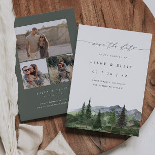 Timberline Rustic Minimal Mountain Bröllop Spara Datumet