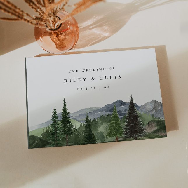 Timberline | Watercolor Mountain Forest Wedding Gästböcker (Skapare uppladdad)