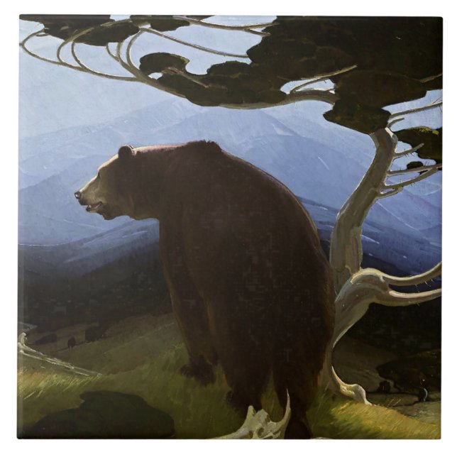 Timberline Westernare Art av W Herbert Dunton Kakelplatta (Framsidan)