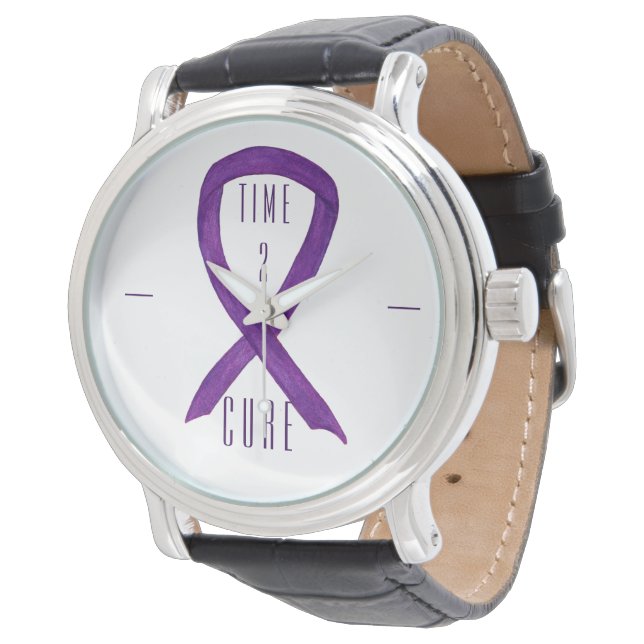 Time 2 Cure Lila Awareness Ribbon Wrist Watch Watc Armbandsur (Vinklad)