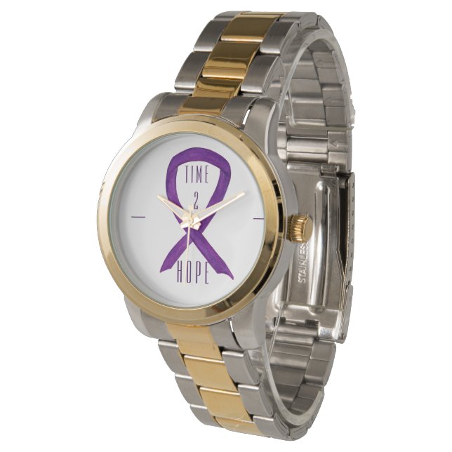 Time 2 Hope Lila Awareness Ribbon Wrist Watch Watc Armbandsur (Vinklad)