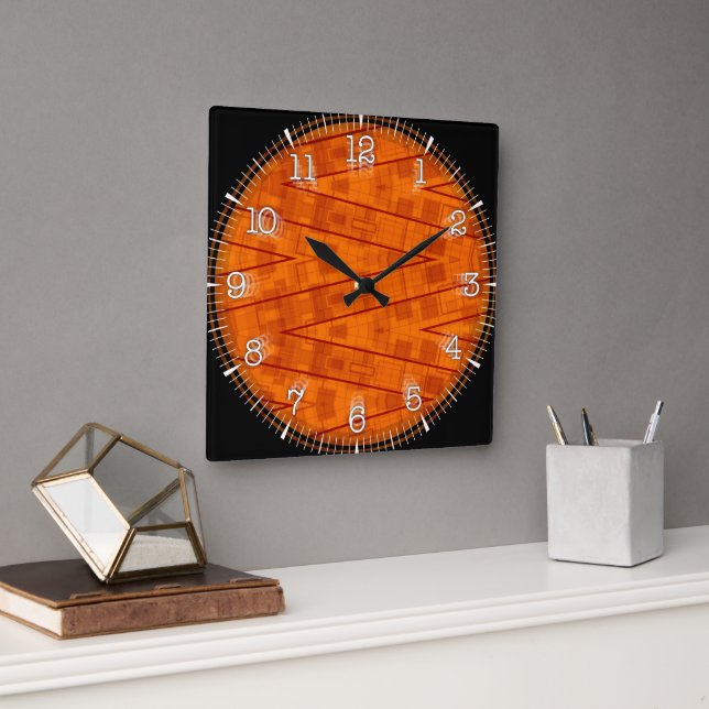 Time and illustrated art on your wall. fyrkantig klocka (Kontor)