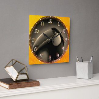Time and illustrated art on your wall. fyrkantig klocka
