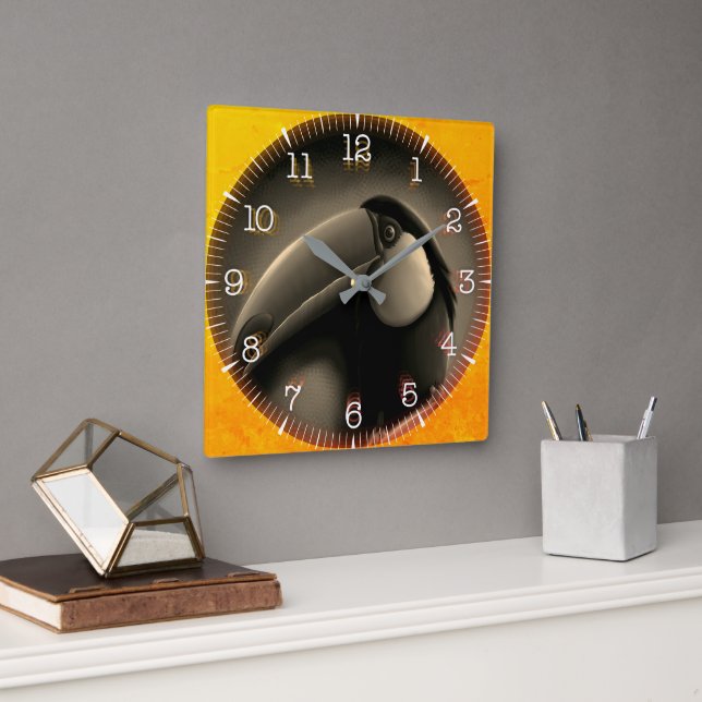Time and illustrated art on your wall. fyrkantig klocka (Kontor)