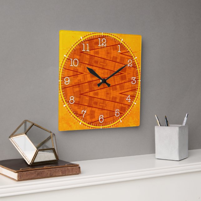 Time and illustrated art on your wall. fyrkantig klocka (Kontor)