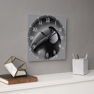 Time and illustrated art on your wall. fyrkantig klocka