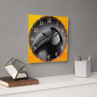 Time and illustrated art on your wall. fyrkantig klocka