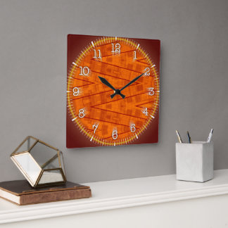 Time and illustrated art on your wall. fyrkantig klocka