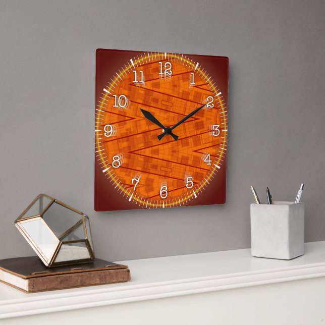 Time and illustrated art on your wall. fyrkantig klocka (Kontor)
