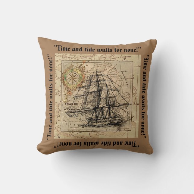 Time and Tide Blackbeard Quote Dekorativ kudde (Framsida)