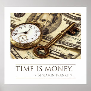 Time är pengar - det Franklin citationstecknet Poster