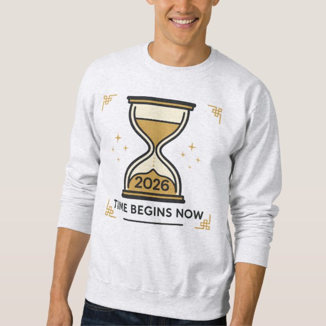 Time Begins Now Hourglass 2026 Lång Ärmad Tröja (Framsida)