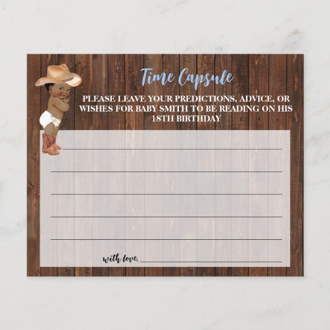 Time Capsule Advice for Baby AA Cowboy Shower Card Flygblad (Framsidan)