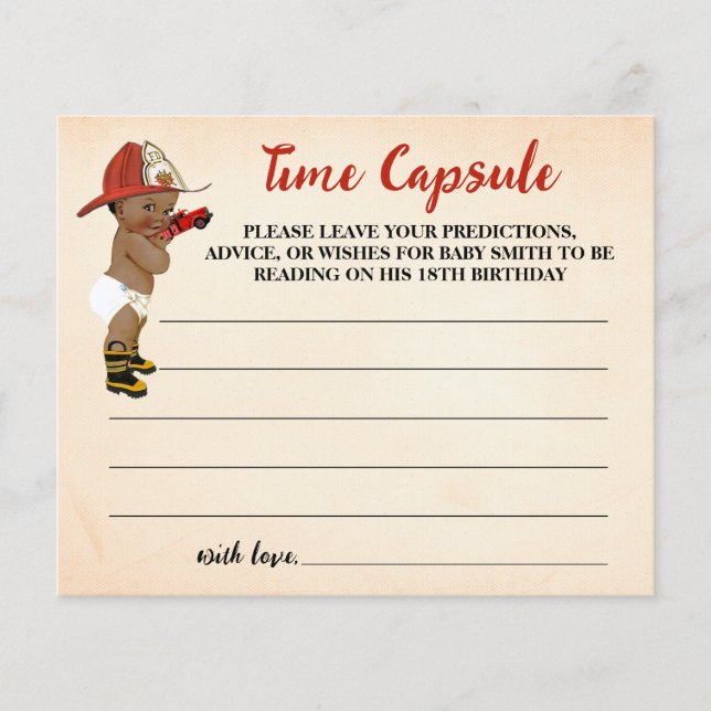 Time Capsule Advice for Baby AA Firefighter Shower Flygblad (Framsidan)