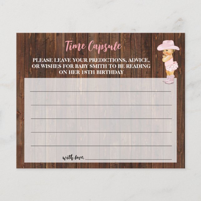 Time Capsule Advice for Baby Cowgirl Shower Card Flygblad (Framsidan)