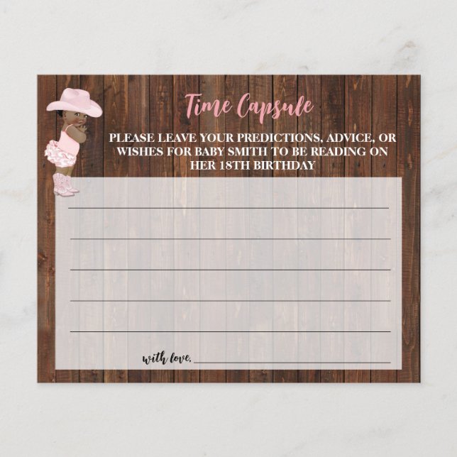 Time Capsule Advice for Baby Cowgirl Shower Card Flygblad (Framsidan)