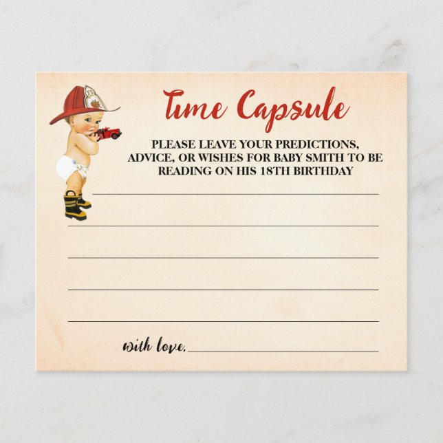 Time Capsule Advice for Baby Firefighter Shower Flygblad (Framsidan)