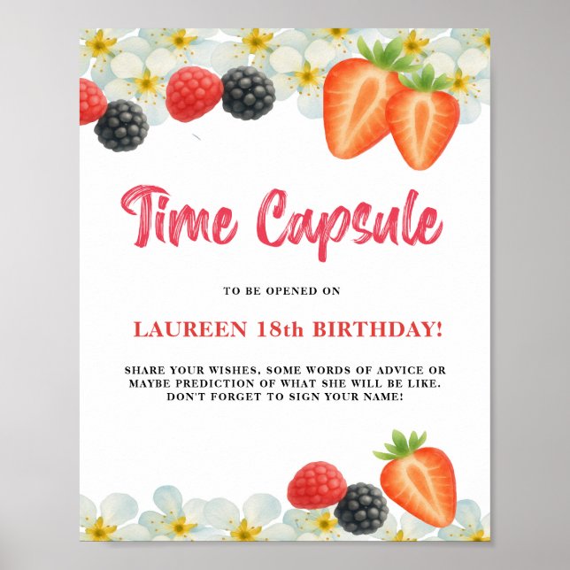 Time Capsule First Birthday Sign Poster (Framsidan)