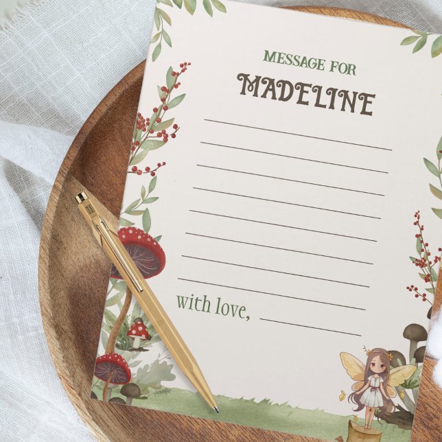 Time Capsule Message Fairy First Forest Birthday Anteckningsblock (Message for birthday girl - notepad)
