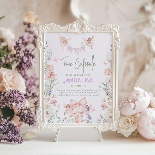 Time Capsule Whimsical garden Fairy First Birthday Poster (Skapare uppladdad)