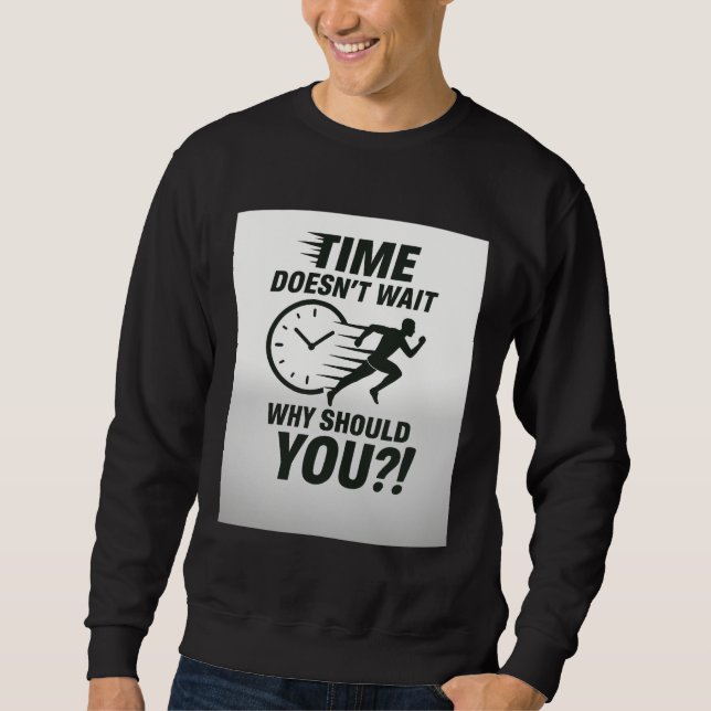 Time Doesn’t Wait – Motivational Running T-Shirt Lång Ärmad Tröja (Framsida)
