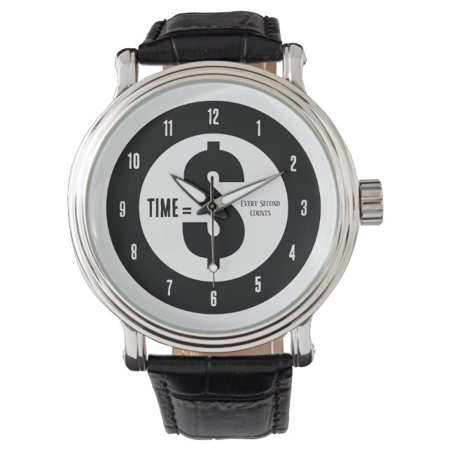 Time = $ Every Second Counts Black and White Armbandsur (Framsida)