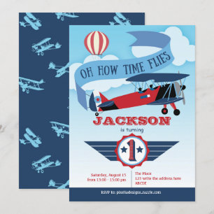 Time Flies, Aviation, World Traveler, 1:a födelsed Inbjudningar