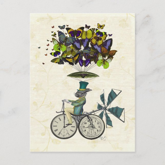 Time Flies Rabbit 3 Vykort (Framsida)