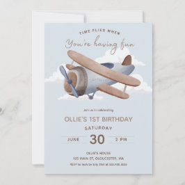 Time Flies Vintage resor första födelsedag Inbjudningar