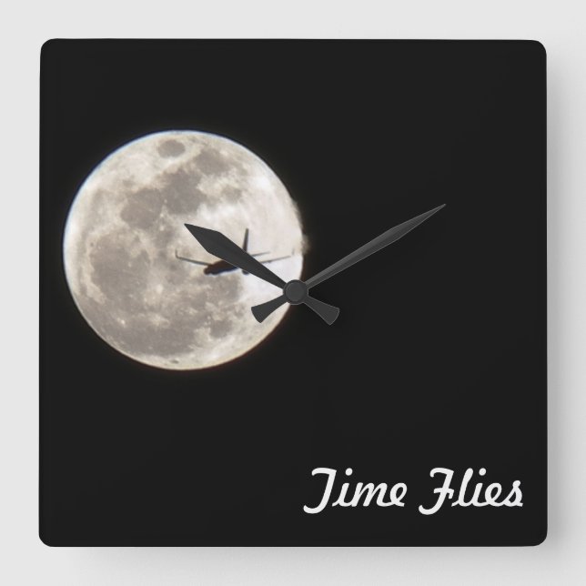 ~Time Flies~ WALL CLOCK, ANPASSAT DET! Fyrkantig Klocka (Framsida)