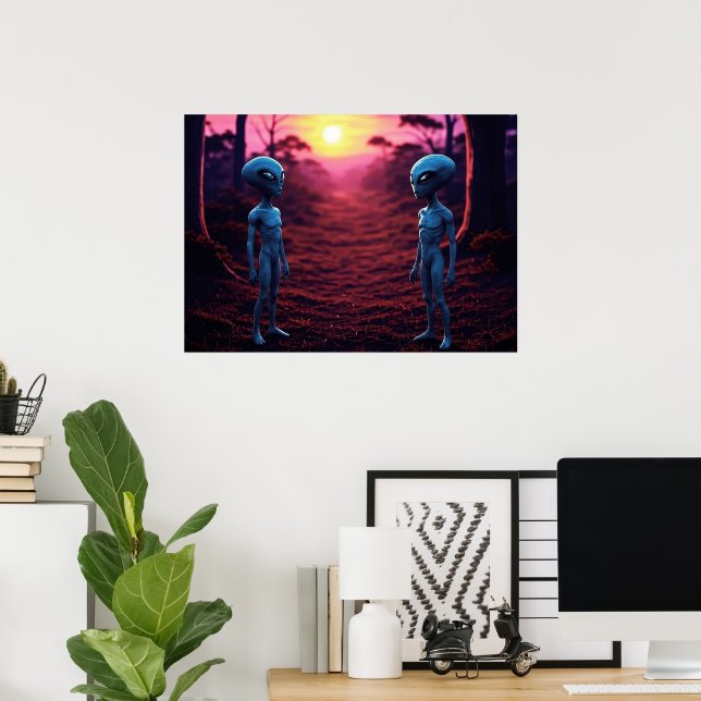 Time For Friends AI Alien Art Poster (Hemmakontoret)