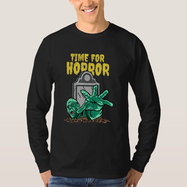 Time For Horror Halloween Zombie T Shirt (Framsida)