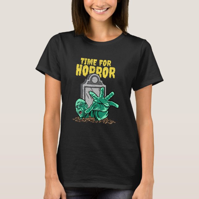 Time For Horror Halloween Zombie T Shirt (Framsida)