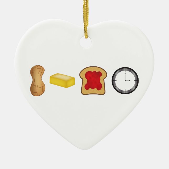 Time för jordnötsmörgelé vågrät julgransprydnad keramik (Framsidan)