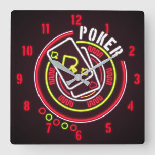 Time för pokervägg tar tid på fyrkantig klocka