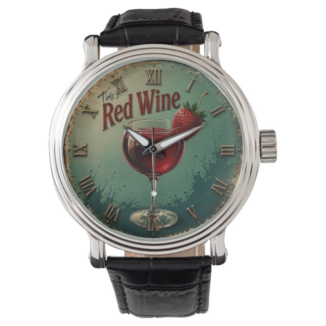 Time for Red Wine  Rustic Vineyard Armbandsur (Framsida)