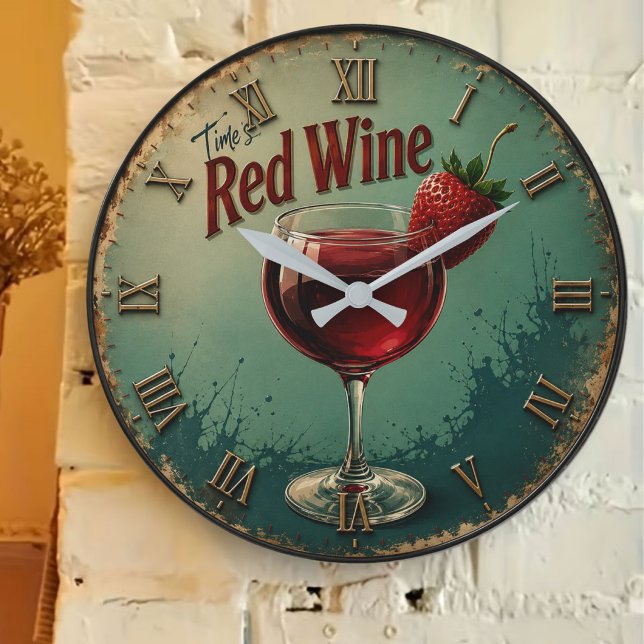 Time for Red Wine  Rustic Vineyard Stor Klocka (Skapare uppladdad)