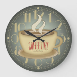 Time för roligt Retro kaffe beställnings- färg Stor Klocka