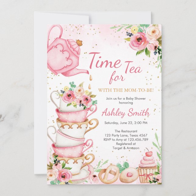 Time for Tea Birthday Party Invitation Inbjudningar (Framsida)