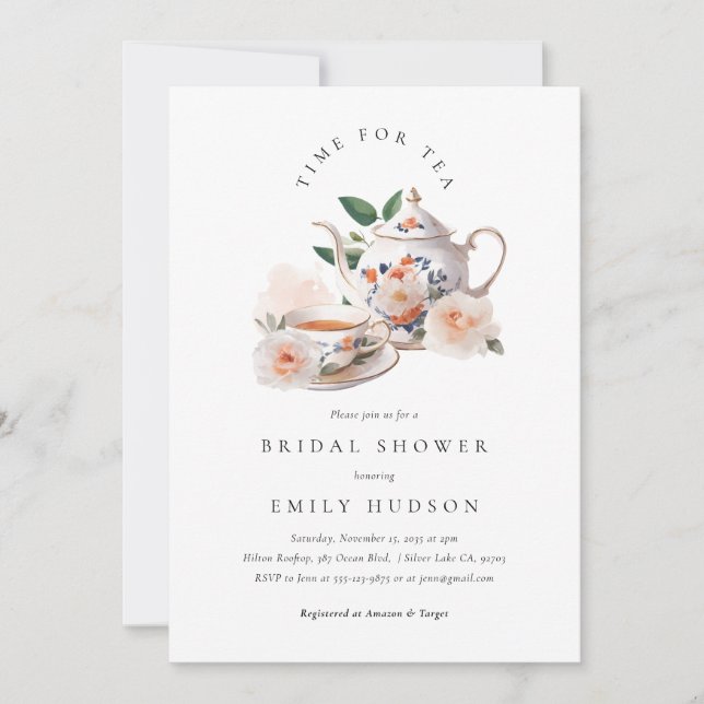 Time for Tea Bridal Shower Invitation Inbjudningar (Framsida)