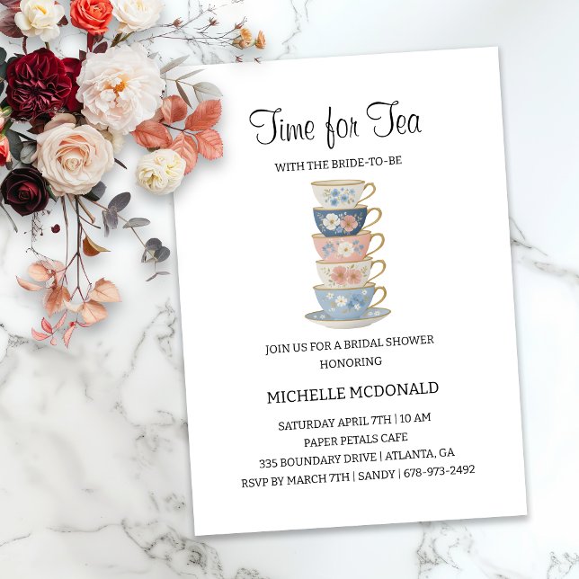 Time for Tea Floral Bridal Shower Invitation Inbjudningar (Skapare uppladdad)