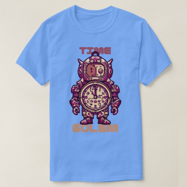 Time Golem Funny Surreal Steampunk Alarm Clock Rob T Shirt (Design framsida)