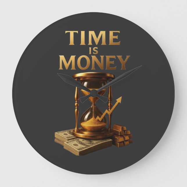 Time Is Money | Kraftfull Motivationsdesign Stor Klocka (Framsida)