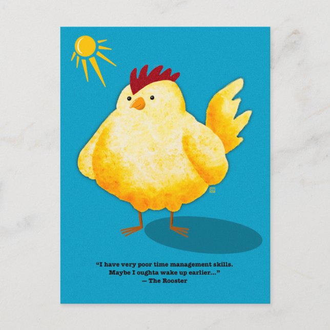 Time Management Rooster Postcards Helg Vykort (Framsida)