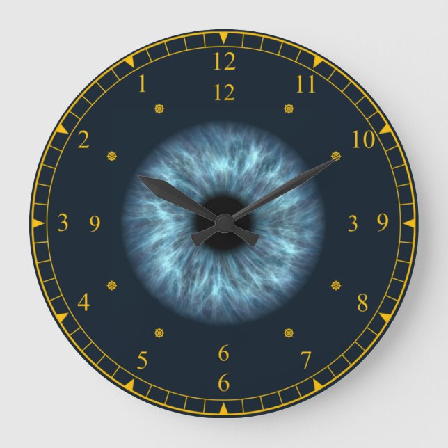 Time Maskin ~ Blue Eyeball Black Hål ~   Stor Klocka (Framsida)
