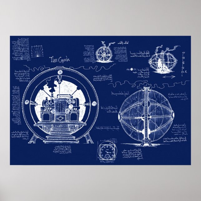 Time Maskin Blueprint Poster (Framsidan)