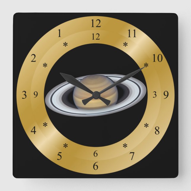 Time Maskin Clock ~ BeSnyn Saturn ~ Fyrkantig Klocka (Framsida)