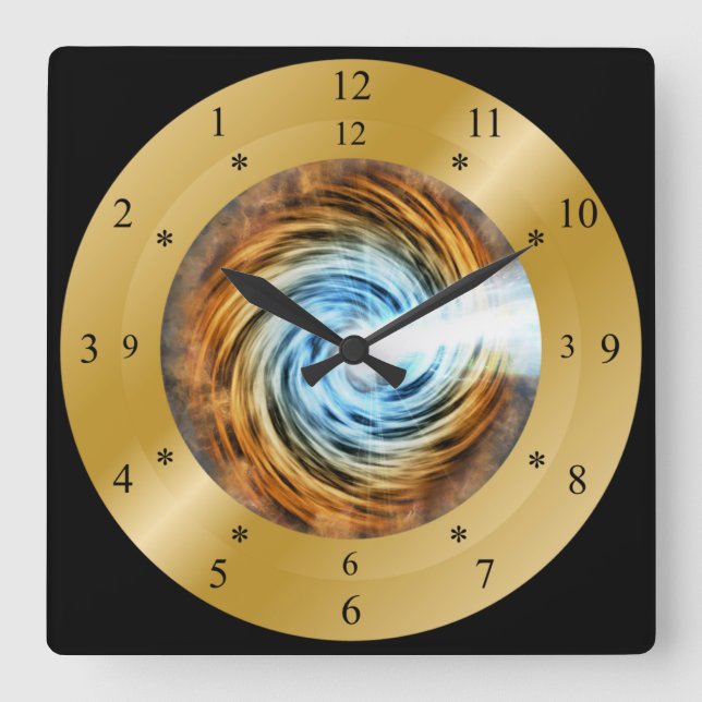 Time Maskin Clock ~ Blazar Galaxy ~ Vortex ~ Fyrkantig Klocka (Framsida)