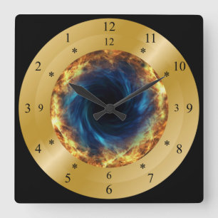 Time Maskin Clock ~ Fiery Black Hål ~ * ~ Fyrkantig Klocka