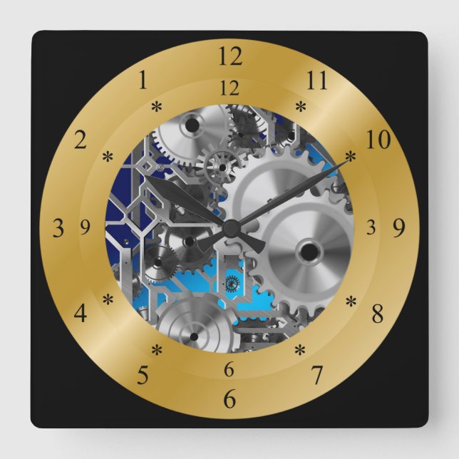 Time Maskin Clock ~Space/Time Continuum ~ Fyrkantig Klocka (Framsida)